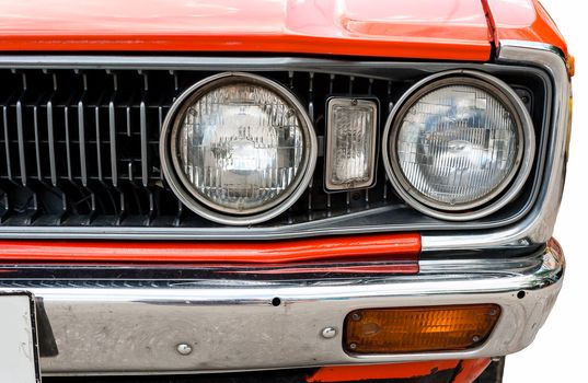 headlight of old car eyes of car