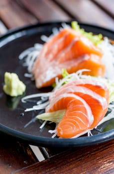 Salmon sashimi on japanese traditional food