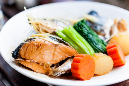 Steamed Salmon in Soy Sauce japanese traditional food