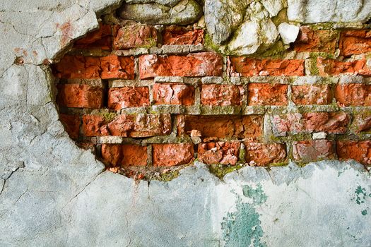 The destruction of a brick wall. background