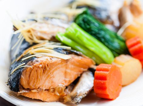 Steamed Salmon in Soy Sauce japanese traditional food