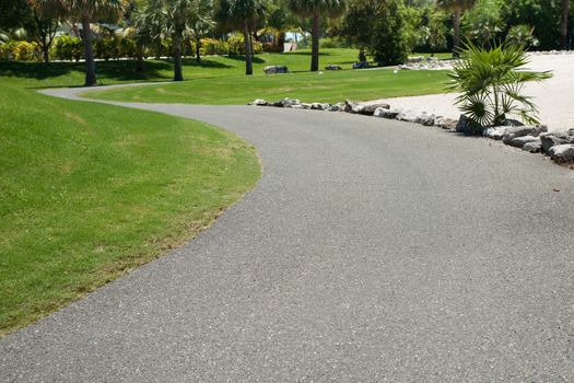 Pathway winding through grounds.