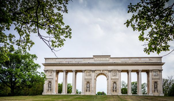 Colonnade Reistna, a neoclassical landmark and a viewpoint above the city of Valtice (South Moravia, Czech Republic)