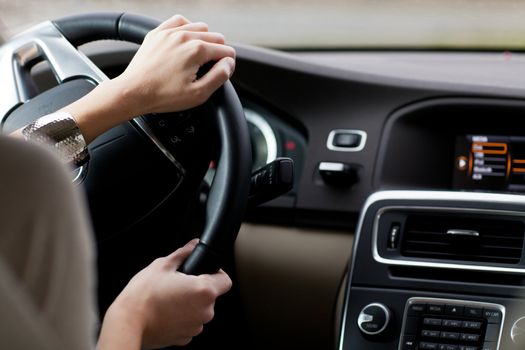 woman driving a car