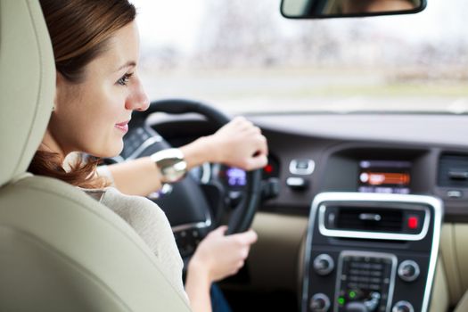 woman driving a car