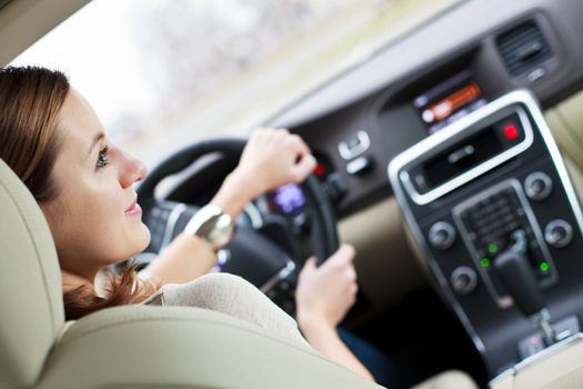 woman driving a car