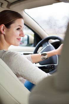 woman driving a car