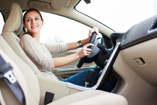 woman driving a car