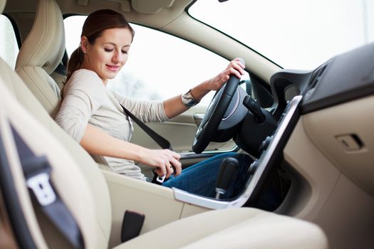 woman driving a car