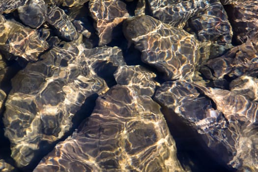 Rocks in crystal clear water of Lake Superior near Two Harbors, Minnesota