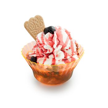 ice cream sundae on white background