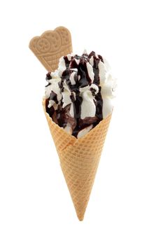 Ice cream cone on white background