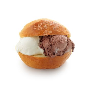 sandwich with ice cream on white background