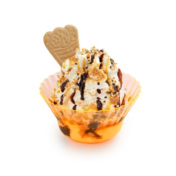 ice cream sundae on white background