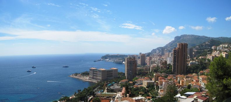 Whole Monaco large view seaside panorama image                              
