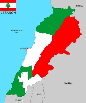 very big size lebanon political map illustration