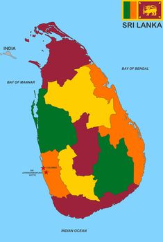 very big size sri lanka political map illustration