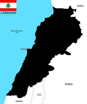 very big size lebanon black map illustration