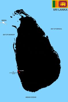 very big size sri lanka black map illustration