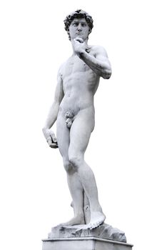 Famous statue by Michelangelo - David from Florence, isolated on white 