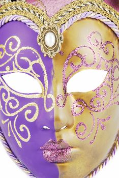 Beautiful expensive Venetian mask with jingle bells isolated on white