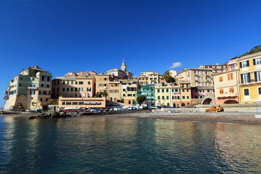 view of Bogliasco,small village in Mediterranean sea, Italy