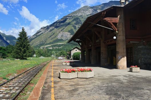 railway station in Morgex, small town in Italian Alps