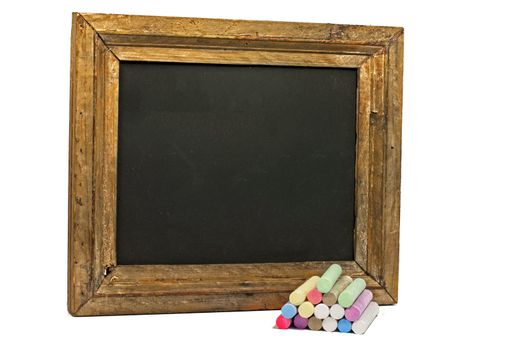 school chark and blackboard with text back to school