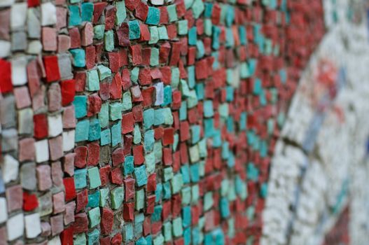 Old colorful mosaic wall texture