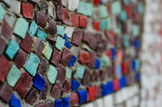 Old colorful mosaic wall texture