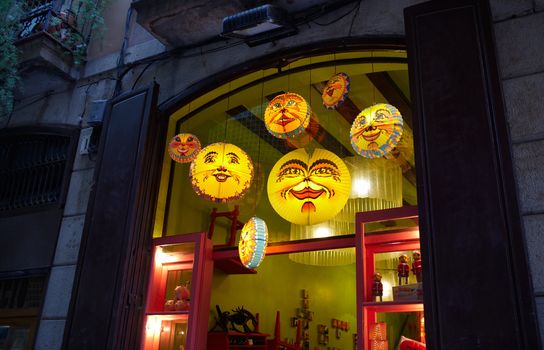 BARCELONA - MAY 23:  The luminous window of a toy shop in the evening on May, 23, 2012 in Barcelona, Spain.