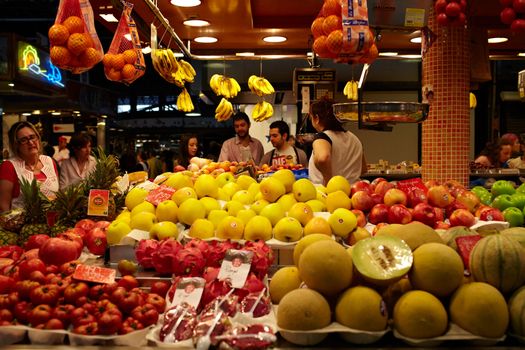 BARCELONA - MAY 26: The section of fruit and vegetables at the marketplace on May, 26, 2012 in Barcelona, Spain.