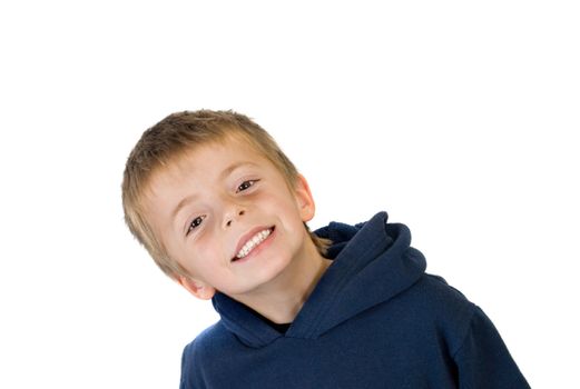Happy boy showing healthy teeth