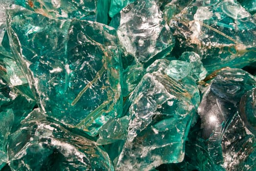 Decorative green glass rocks