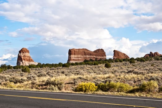 Red stripe rocks in the deserts of  Colorado, USA