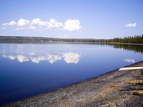 Reflections on Yellowstone Lake, USA