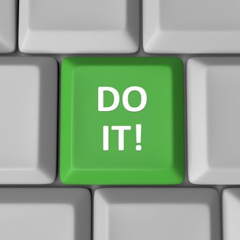 The words Do It on a green computer keyboard key enouraging you to take action, have confidence and have the initiative to achieve or accomplish a goal or solve a problem 