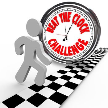 Compete in the Beat the Clock Challenge with a runner or competitor crossing the finish line to win and succeed in beating the timer with the best time