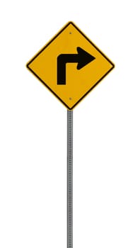 A yellow road warning sign isolated on white. Includes clipping path.