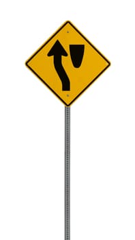 A yellow road warning sign isolated on white. Includes clipping path.