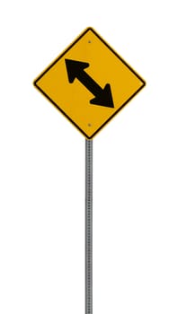 A yellow road warning sign isolated on white. Includes clipping path.