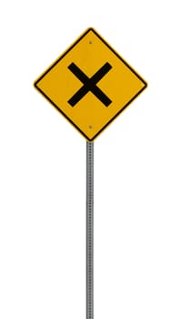 A yellow road warning sign isolated on white. Includes clipping path.