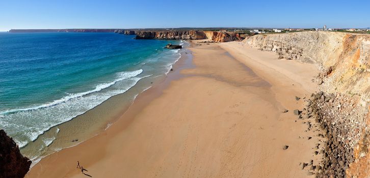 High view of Sagres beach in Algarve, Portugal