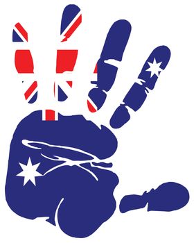 Hand print with flag of Australia