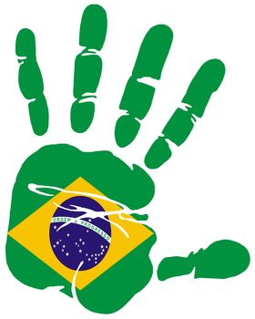 Hand print impression of flag of Brazil