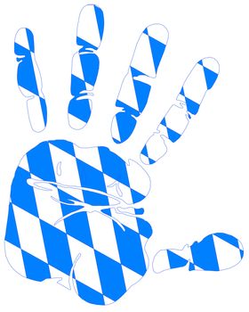 bavaria flag on handprint