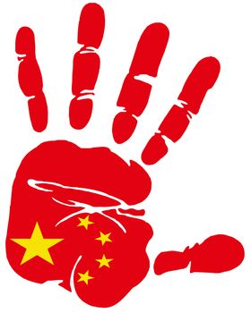 Hand print impression of flag of Peoples republic of China