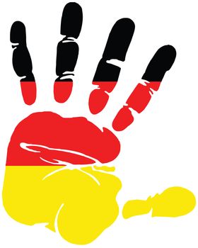 Handprint for Germany with colors of German flag