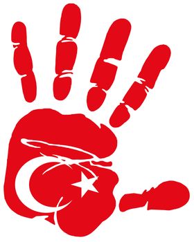 Hand print impression of flag of Turkey