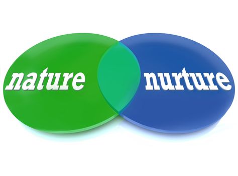 A Venn diagram of overlapping circles analyzing the question of nature versus nurture